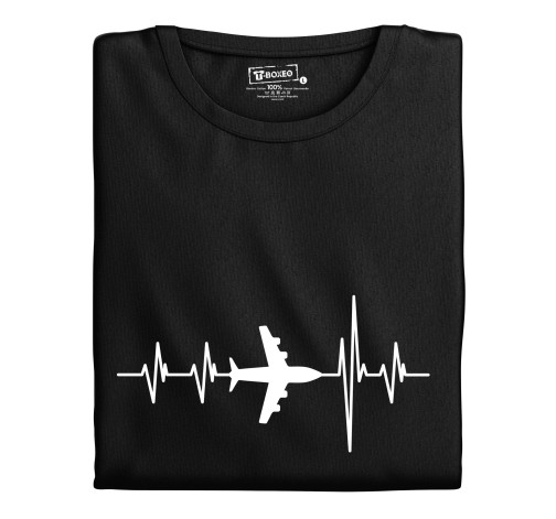 Levně Dámské tričko s potiskem "Srdeční tep Dopravní letadlo"