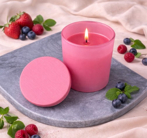 Levně Růžová vonná svíčka v krabičce 130g - MIXED BERRY