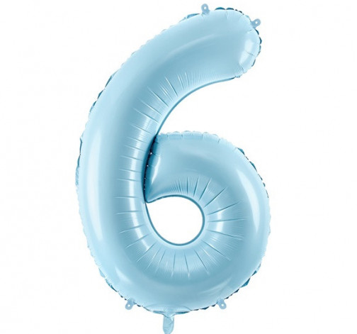 Modrý fóliový balónek ve tvaru číslice ''6''
