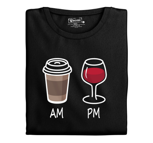 Levně Dámské tričko s potiskem “Ráno kafe, odpoledne víno”