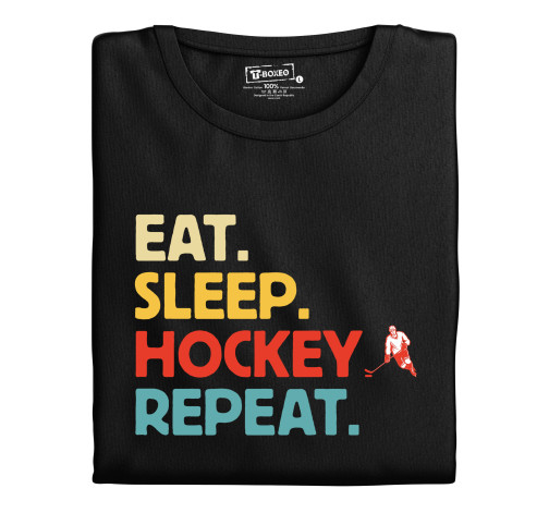 Pánské tričko s potiskem "Eat, sleep, hockey repeat"