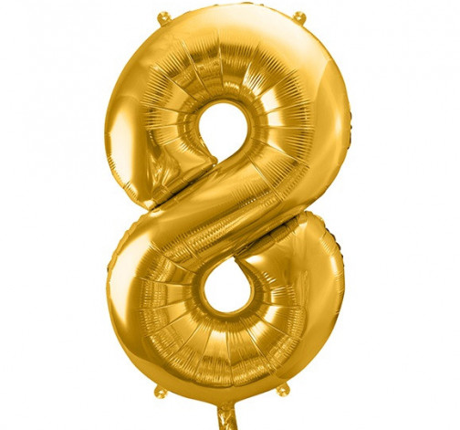 Zlatý fóliový balónek ve tvaru číslice ''8''