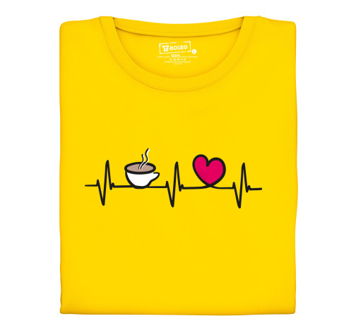 Levně Dámské tričko s potiskem “Tlukot srdce – šálek kávy”
