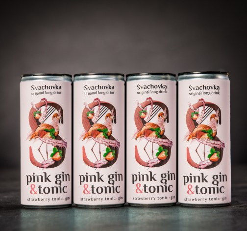 Levně Míchaný nápoj Svachovka Pink Gin Tonic 250 ml 4ks