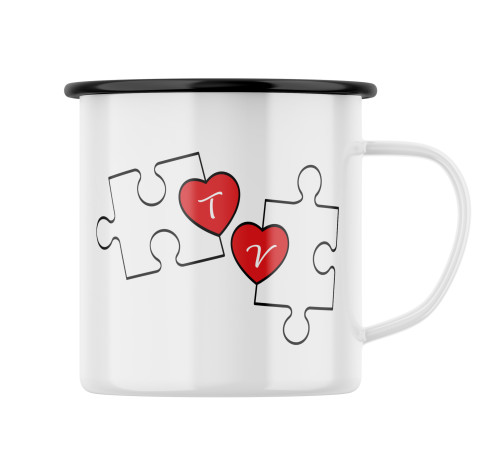 Levně Plechový hrnek s potiskem zamilované puzzle