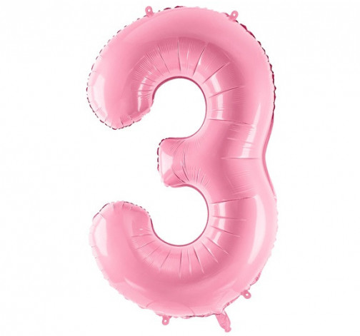 Růžový fóliový balónek ve tvaru číslice ''3''