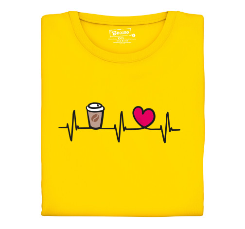 Levně Dámské tričko s potiskem “Tlukot srdce – káva to go”