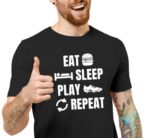 Levně Pánské tričko s potiskem "Eat, sleep, play Football"