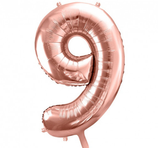 Rose gold fóliový balónek ve tvaru číslice ''9''