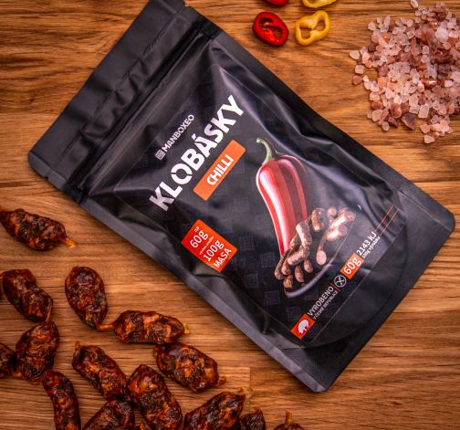 Uzené klobásky s jemně pálivou příchutí CHILLI 60g