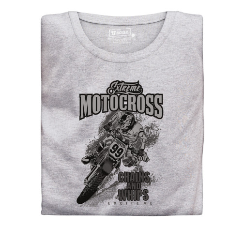 Levně Pánské tričko s potiskem “Extreme Motocross, černobílé"