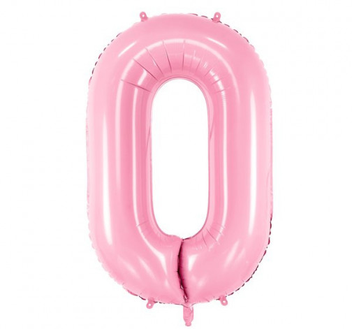 Růžový fóliový balónek ve tvaru číslice ''0''
