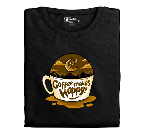 Levně Dámské tričko s potiskem “Coffee Makes Happy”