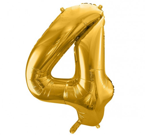 Zlatý fóliový balónek ve tvaru číslice ''4''