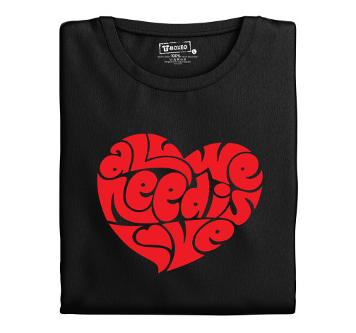 Levně Dámské tričko s potiskem “All we need is love” - červené srdce