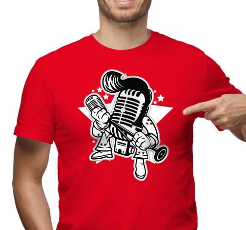 Levně Pánské tričko s potiskem “Mikrofon Elvis”