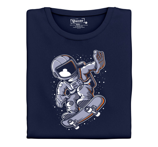 Levně Pánské tričko s potiskem “Astronaut na skejtu ve výskoku"