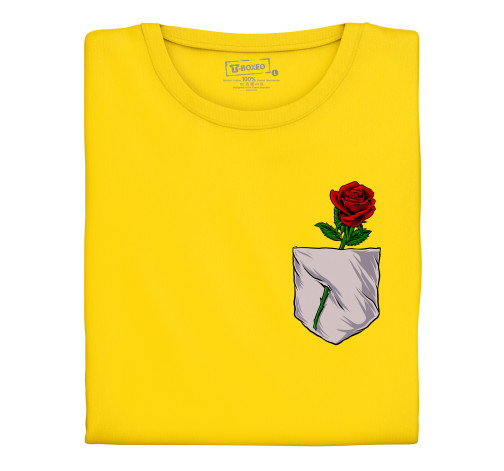 Levně Pánské tričko s potiskem "Růže v kapsičce"