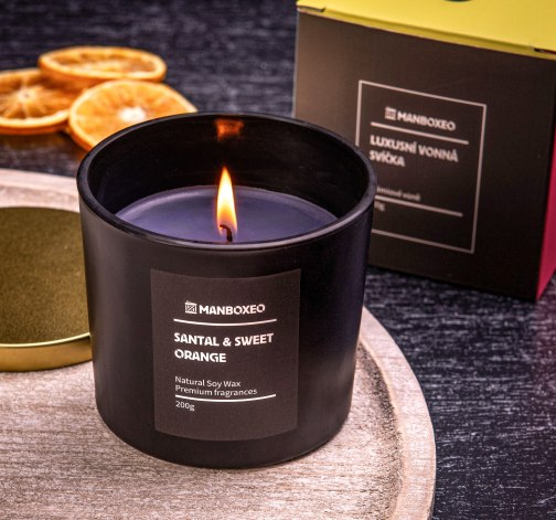 Luxusní vonná svíčka s prémiovou vůní - Santal & Sweet Orange 200 g