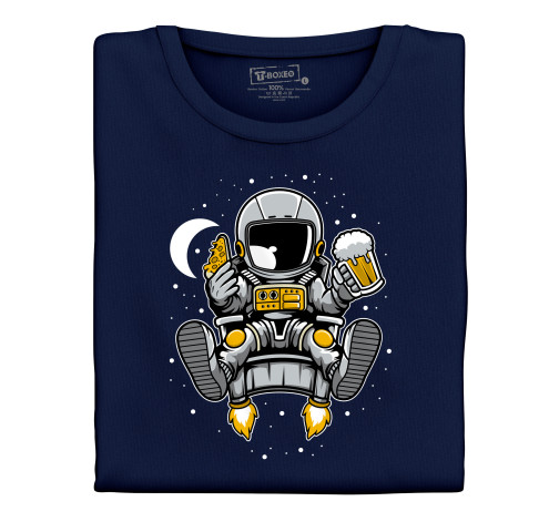 Levně Pánské tričko s potiskem “Astronaut s pivem a pizzou”