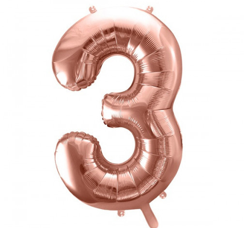 Rose gold fóliový balónek ve tvaru číslice ''3''