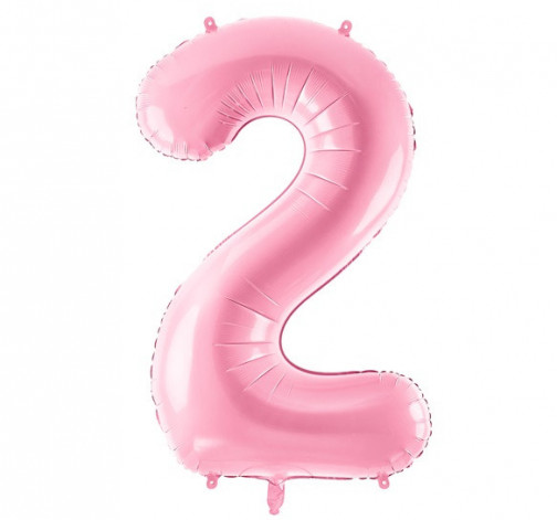 Růžový fóliový balónek ve tvaru číslice ''2''