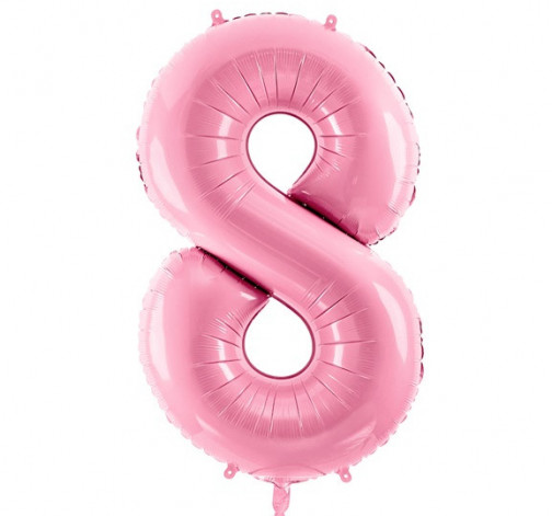 Růžový fóliový balónek ve tvaru číslice ''8''
