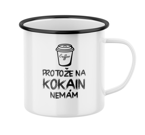 Plecháček s potiskem Piju kafe, na kokain nemám