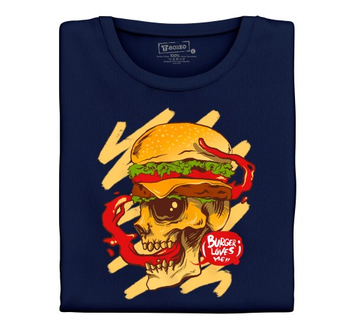 Levně Pánské tričko s potiskem "Hamburgerová lebka"