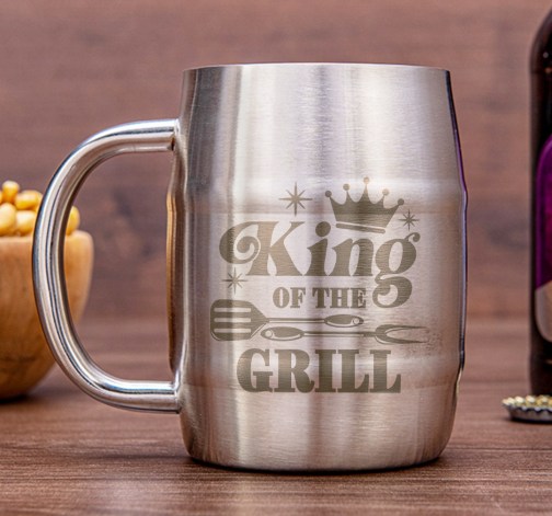 Nerezový chladicí pivní "půllitr" King of the grill 400ml - broušený