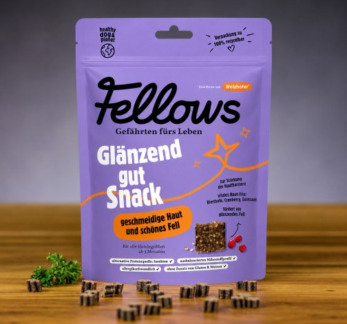 Levně Fellows Hmyzí funkční pamlsky na výživu srsti a kůže Glänzend 125 g