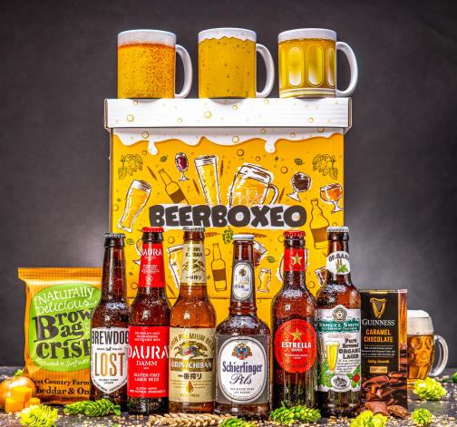 Levně Beerboxeo dárkové balení - Plné prémiových ležáků s pivním Hrnkem