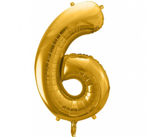 Zlatý fóliový balónek ve tvaru číslice ''6''