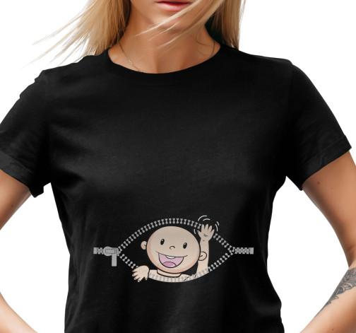 Levně Dámské tričko s potiskem “Dítě v zipu”