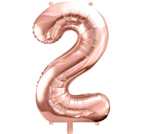 Rose gold fóliový balónek ve tvaru číslice ''2''