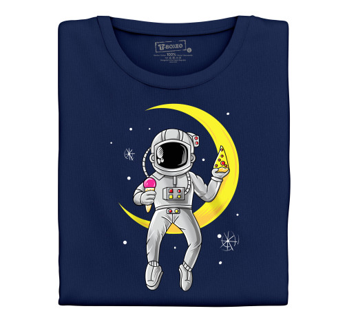 Levně Pánské tričko s potiskem “Astronaut se zmrzlinou a pizzou”