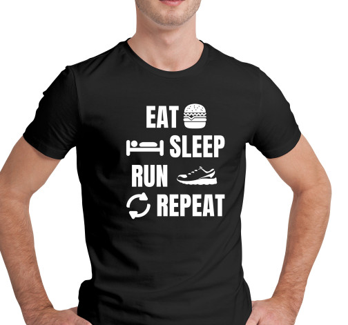 Levně Pánské tričko s potiskem "Eat, sleep, Run"