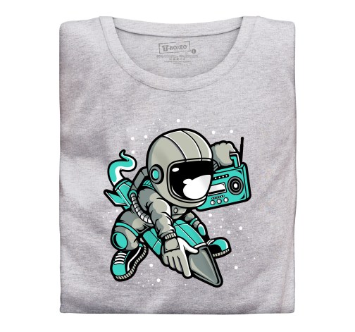 Levně Pánské tričko s potiskem “Astronaut na raketě s rádiem”