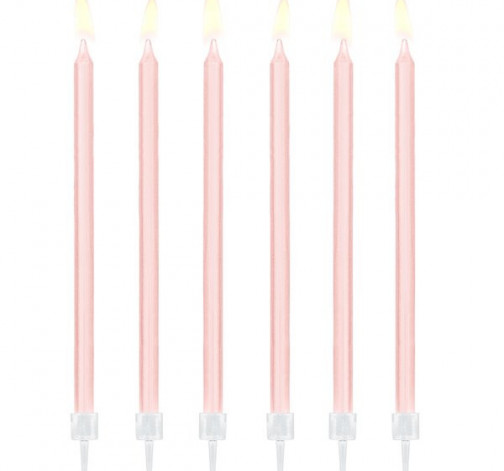 Levně Růžové dortové svíčky - 12 ks