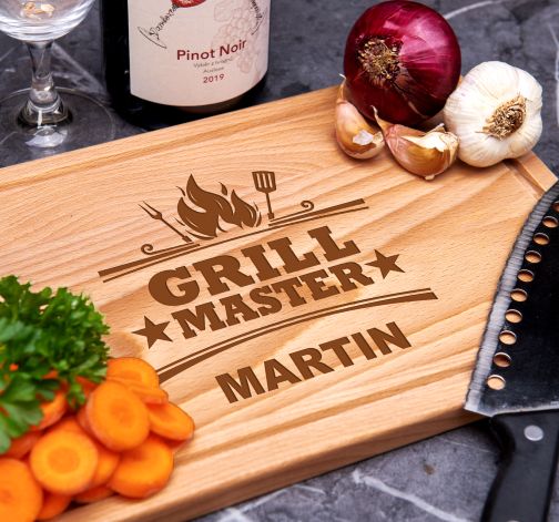 Kuchyňské prkénko dřevěné - obdelník Grill master se jménem