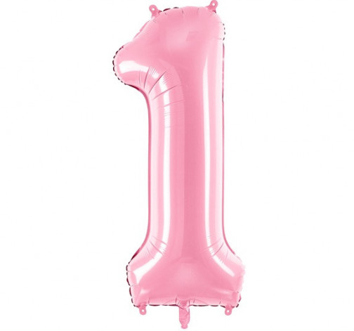 Růžový fóliový balónek ve tvaru číslice ''1''