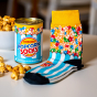 Unikátní veselé Popcornové ponožky v plechovce - modrobílé