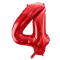 Červený fóliový balónek ve tvaru číslice ''4''
