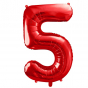Červený fóliový balónek ve tvaru číslice ''5''