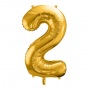 Zlatý fóliový balónek ve tvaru číslice ''2''
